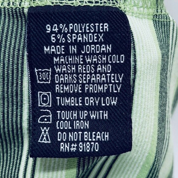 Bolle Golf Shirt Size L Tech Polo Green Blue Stripe Performance Short Sleeve - Picture 8 of 9